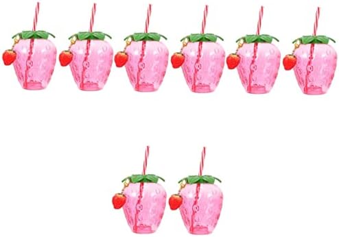 Холибана 8 парчиња чаша од јагода од јагода од јагода од јагода од ласкави со вода шише со шише со шише слама вода чаша плажа забава