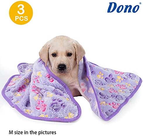 Доно 1 Пакет 3 Ќебиња За Кучиња За Мали Кучиња, Мека Мека Шепа Шема За Печатење Руно Ќебе За Миленичиња Топол Сон, Кученце