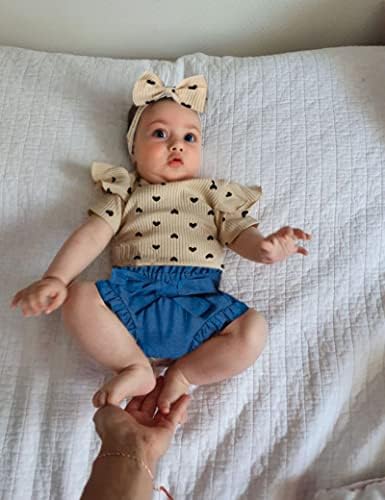 Фон Килизо облека за девојчиња, облека за бебиња за девојчиња кратки ракави врвови летни шорцеви од руфли поставени облека за девојчиња за новороденче