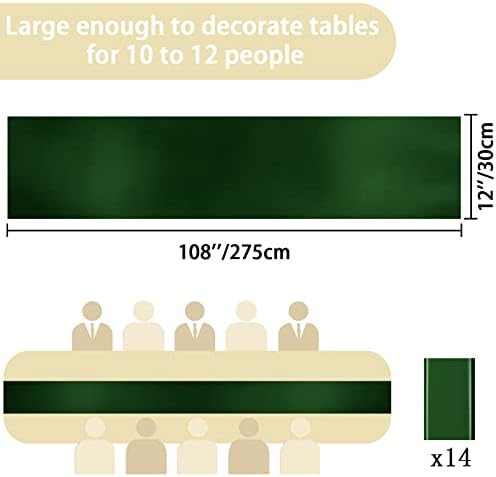 Лиенгорон 14 Пакет Сатенски Тркач на Маса 12х108 Инчи Долги Зелени Тркачи За Свадбена Маса Светла Свила Мазна Ткаенина Тркач На Маса за Свадбени