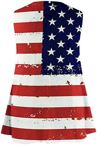 Плус големина женски резервоар за американско знаме на врвови на 4 -ти јули маици Патриотски кошула без ракави САД starsвезди ленти