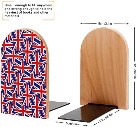 Британско Знаме Шема Книги Декоративни Печати Дрво Книга Завршува За Полица Пакет од 1 Пар