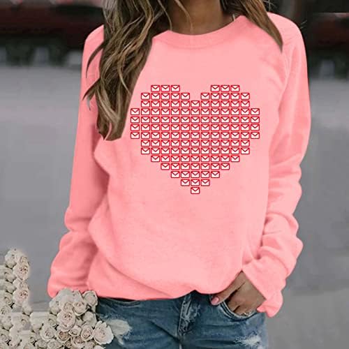 Jjhaevdy женски симпатични loveубовни срцеви печати врвови среќни кошули за Денот на вineубените графички влезови на вineубените