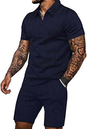 Менс Поло кошули и шорцеви постави тренерки модни летни 2 парчиња облека за мажи