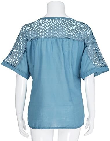 Зефотим блузи за жени 2023 година Руфл против вратот Краток/долг ракав Трендовски модни обични обични лабави кошули