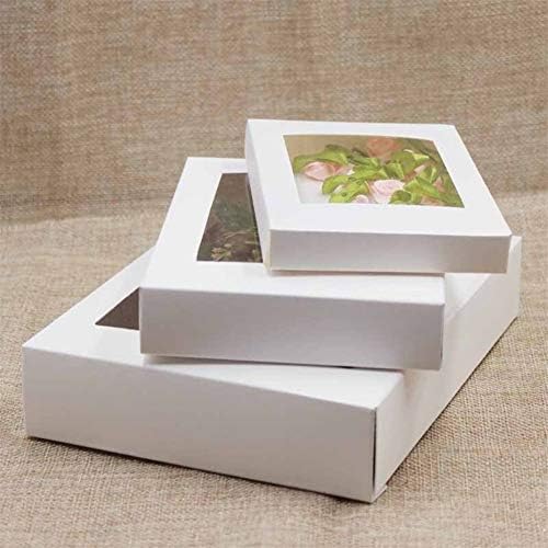 Aosuai 20pcs DIY кутија за хартија со прозорец бела/црна/kraft хартија кутија за кутии за торта за пакување за свадба домашна забава за пакување