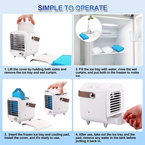 Преносни климатизери, ладилник за испарување на воздухот со LED светло, личен мини ладење на вентилаторот за ладење на воздухот,