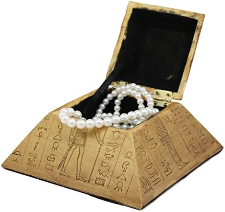 Еброс Антички египетски тематски врежан пирамида со шарки за накит, фигура декоративна кутија за кутии за статуи на богови на