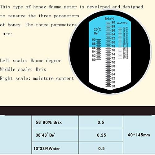 58% -90% Рефрактометар Мед Бауме Мерење на инструментот АТЦ шеќер детектор за содржина на мед мерач на концентрација на вода Рефрактометар