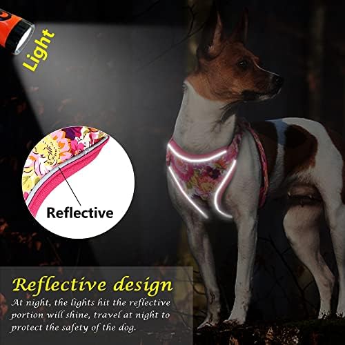 Sxnbh Рефлектирачки Најлонски Ремен За Кучиња Цветен Печатен Елек За Прицврстување На Кучиња И Поводник Поставен За Мали Средни Кучиња Ремен