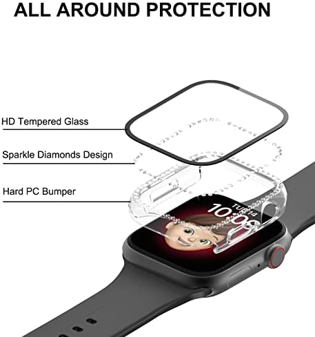 Hasdon 3 пакет за пакување за Apple Watch 40mm SE 2022 серија 6 5 4 со затегнат заштитник на екранот на стакло, кристален дијамантски