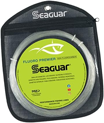 Seaguar Fluooro Premier Big Game линија за риболов со флуорокарбон, јачина на пауза од 170lb, 110 -тина, чиста - 170FPC110