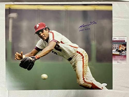 Мани Трило потпиша автограмиран испишан 1980 WSC Phillies 16x20 Photo JSA - Автограмирани фотографии од MLB