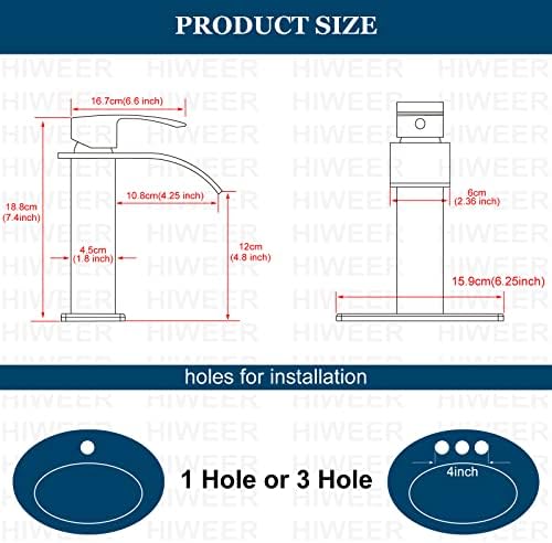 Мијалник за бања за водопади Hiweer модерна тапа мат црна палуба монтирање SUS304 не'рѓосувачки челик Една дупка единечна рачка