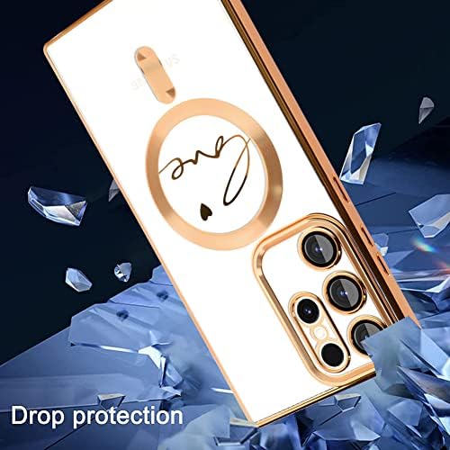 Магнетна Јасна Кутија За Samsung Galaxy S23 Ултра Со Целосна Заштита На Капакот На Камерата [Силен Магнет] Луксузна Љубовна Обработка На Срцето