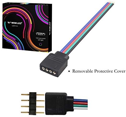 Wooled 20pcs RGB лента за светлосен конектор за конектор, 10мм 4 пински PCB LED лента со лента за приклучок за приклучок за приклучок за