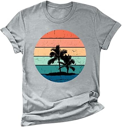 Хавајски Одмор Маица За Жени Сонце Плажа Графички Кошули Лето Повик Краток Ракав Блузи Екипажот