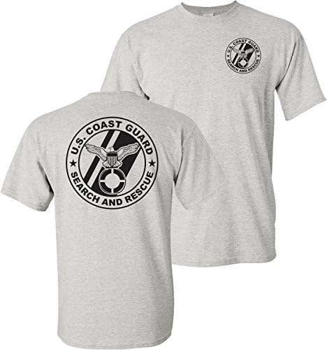 УСЦГ за пребарување и спасување на крајбрежната стража на USCG пред и бек пепел сива маица САД САД