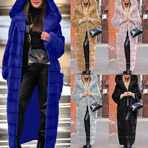 Keerads faux fur sherpa долга јакна за женски глужд должина зимски палта задебелена руно палто со целосна долга топла меки палто