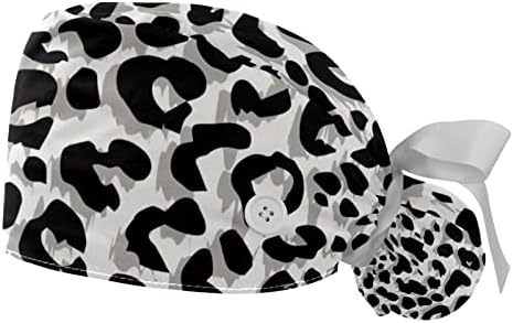 2 Пакувања Прилагодливи Апстрактни Леопард Текстура Вратоврска Капи Капи Буфант Шапка Со Копчиња Чистење Капи За Жени