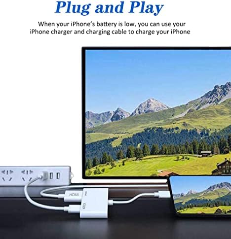 Hatuge Digital AV HDMI адаптер, HDMI Dongle компатибилен со iPhone 13 12 11 XS MAX XS XR X 8 7 6 5, iPad, iPod to HD TV/Monitor/Projector,