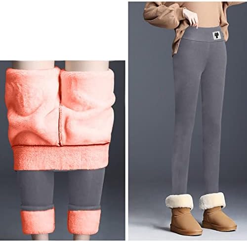 Зимски панталони за жени плус големина, жени зимска топла симпатична мечка печатени хеланки панталони руно наредени дебели панталони