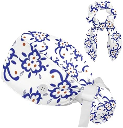 Јапонско работно капаче за цвеќиња со копче и џемпери, чистење капи за жени долга коса, Unisex вратоврски за грб, повеќе бои