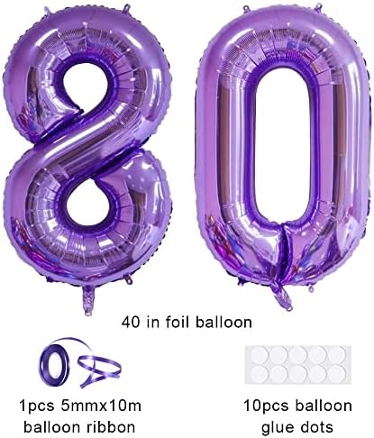 Xihuimay Број 80 Балони 40 инчен Дигитален Балон Азбука 80 Роденден Балони Цифра 80 Хелиум Балони Големи Балони за Роденден Забава Материјали