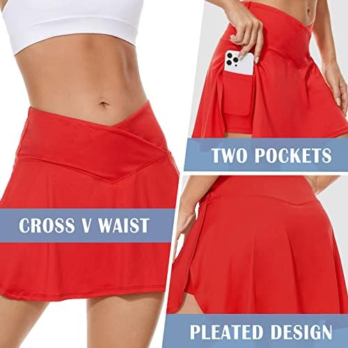 Американски трендови тениско здолниште за жени со шорцеви здолништа со џебови со џебови со високи плетени атлетски здолништа