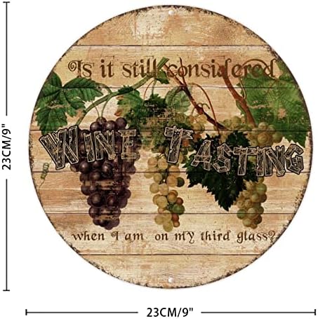 Дегустација на вино од грозје, смешен бар -знак, круг гроздобер метален знак, ретро персонализиран метален калај знак плакета