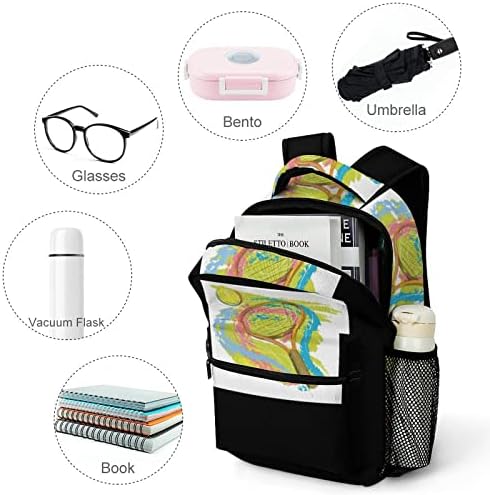 Графити Тениски рекет ранец за патувања модни рамења торба со мала тежина мулти-џеб дневен пакет за училишна студија работа шопинг