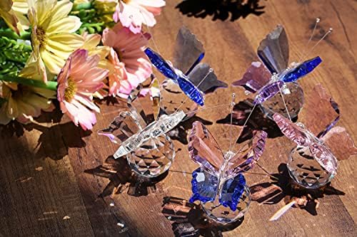 Кристалтс Кристал пеперутка фигура украс со кристална топка база колекција стакло пеперутка животинска статуа хартиена тежина за домашно