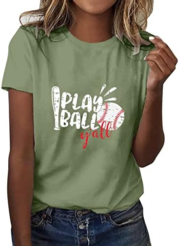 2023 женски бејзбол мајки кошула лето модна екипаж врат основни маички кратки ракави буква печатена маица лабава тунична врвови