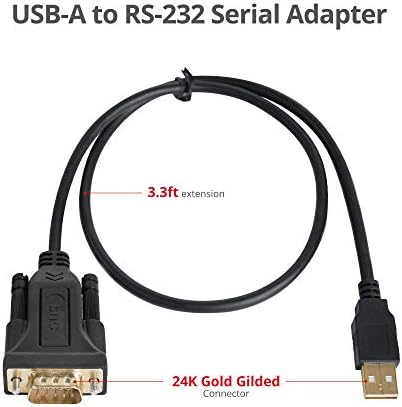 SIIG USB До Сериски Адаптер, USB 2.0 ДО RS-232 Машки 9-пински DB9 Кабел, 3.3 ft, FTDI FT232 Чипсет, 250Kbps, 24k Злато Позлатени,
