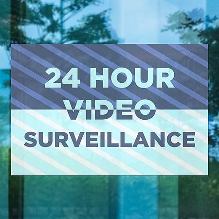 CGSignLab | 24 -часовен видео надзор -Стрип сина прозорец за лепење | 36 x24