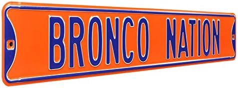 Автентични улични знаци NCAA Bronco Nation - знак на Boise State Street Signstreet, боја на тим, 36 x 6, портокал, 70259