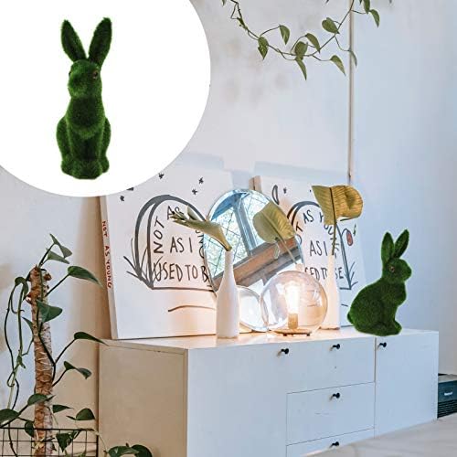 Vorcool 2 парчиња мов за зајаци за зајаци вештачки зајаче минијатурни фигури Зелен мов зајаче украс за велигденска забава градинарски