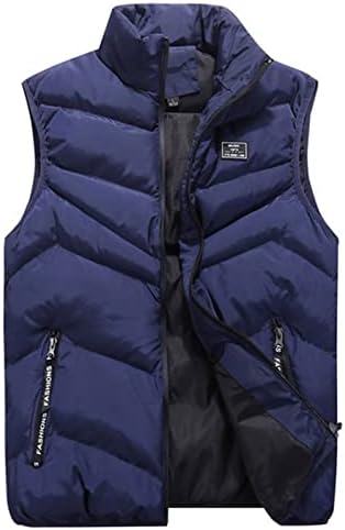 Венкомг1 зимски пуфер елек за мажи, лесен пакет со палто за палто за скијање на елек без ракави без вода што е отпорна на вода, отпорна на
