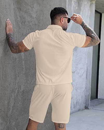 РПОВИГ кошули шорцеви облеки Менс летен обичен тренер 2 парчиња сет за патент за вежбање за теретани за голф