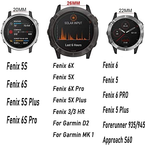DJDLFA 26 22 MM Watchband за Garmin Феникс 7 7X 6 6X Pro 5 5X ПЛУС 3HR Феникс6 935 Кожен Часовник За Брзо Ослободување Лесна Лента За Зглоб