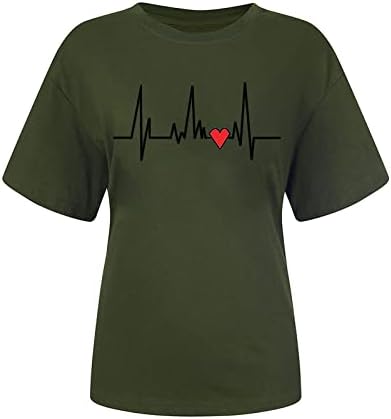 Краток ракав 2023 Облека памучна маица за женски срцев графички блуза лето есен девојки xf xf