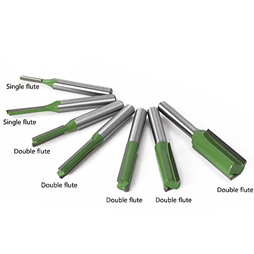 SAIPE 7PCS 1/4 Shank Tunfsten Carbide Double & Single Flute Straight Dodo Router Bit Set, 3/4/5/6/8/10/12mm сечење на дијаметар