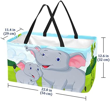 Кошница за еднократно шопинг, симпатични слонови, преносни виткање пикник намирници, торбички за перачки за перење торба за купување тота