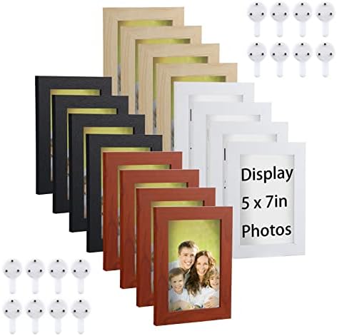Sunnyray Слика рамка MDF дрво виси фото рамка сет од 16 без никаква трага за нокти за wallидни таблети хоризонтални и вертикални формати приказ на 4x6in фотографија