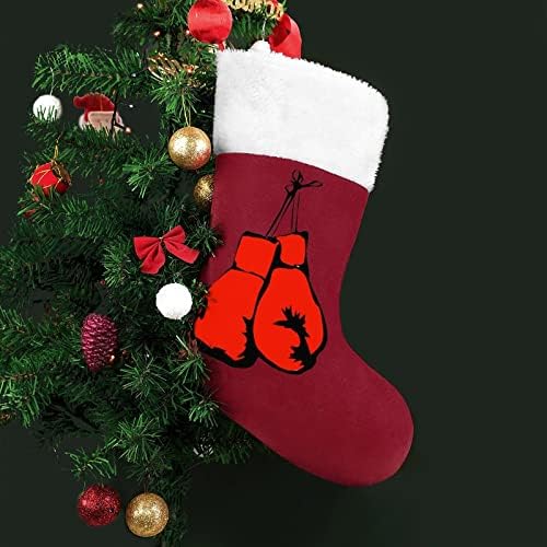 Црвени боксерски нараквици Божиќно порибување чорапи печати Божиќно дрво украси
