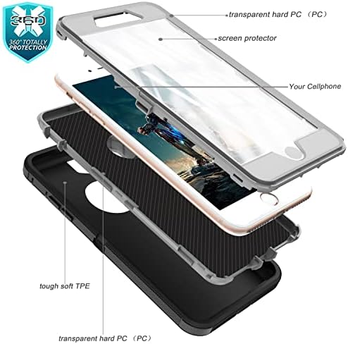 Imhxcy За Iphone SE Случај 2022/2020, iPhone 8/7 со Вграден Заштитник На Екранот Отпорен На Капка 3-Слој Издржлив Капак/Оклоп Отпорен
