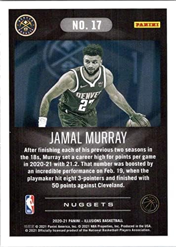 2020-21 Илузии на Панини 17 alамал Мареј Денвер Нагетс НБА кошаркарска трговска картичка