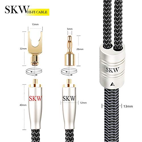 SKW High End WG Series A Pare Sounder Cable со конвертибилни приклучоци за банана и лопата 10ft/3m