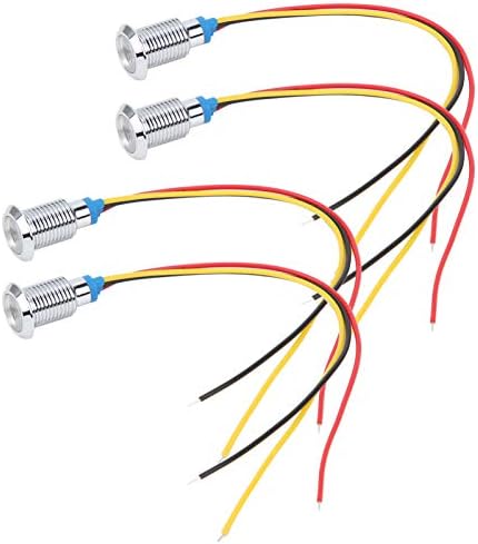 4 сетови пред-жичен круг LED диоди водоотпорен 2-индикатор за бојата Заеднички катод 10мм 3-6V емитувајќи LED асортиман месинг хром обложен за индустриски контролни инст?