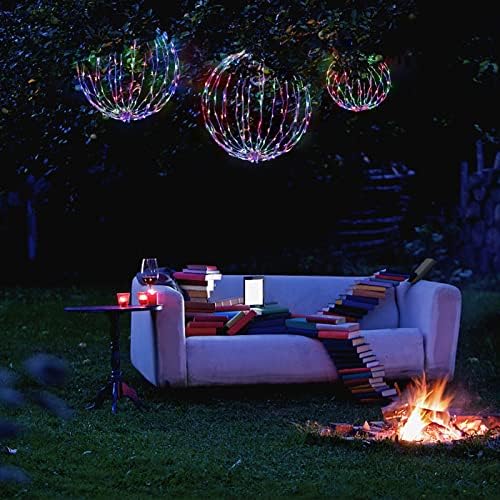 Аонеарна топка, сет од 3 божиќни LED светлосни топки, виси дрво светло светло преклопено рамна метална рамка топка светло Божиќна затворена